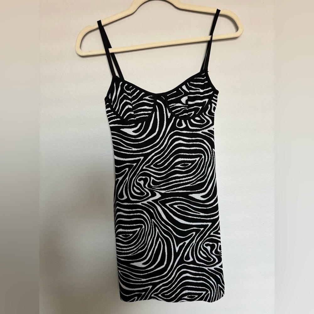 Zara Black and White Retro Zebra Print Mini Dress